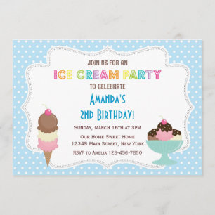 Ice Cream Party Birthday Invitation