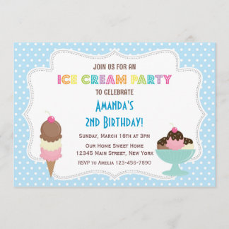 Ice Cream Party Birthday Invitation