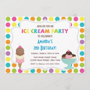 Ice Cream Party Birthday Invitation