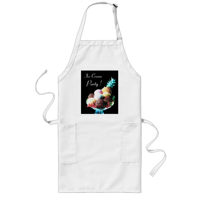 ICE CREAM PARTY, DESERT SHOP,black Long Apron (Front)