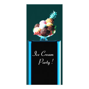 ICE CREAM PARTY - DESERT SHOP,blue red black green Rack Card