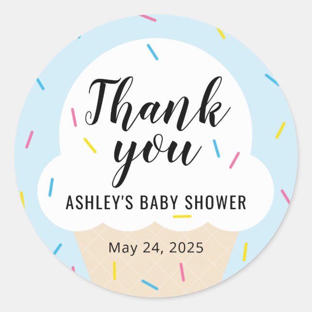 Ice Cream Party Favour Sticker (Front)