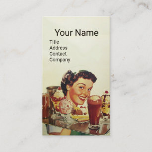 ICE CREAM PARTY Girl with Tray of Ice Creams Business Card
