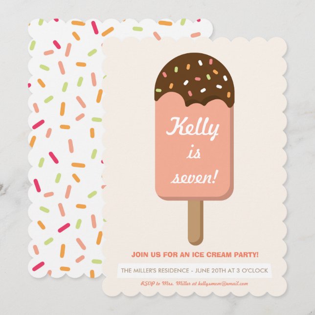 Ice Cream Party Invitation (Front/Back)