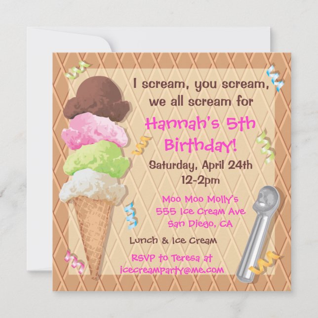 Ice Cream Party Invitation Celebration (Front)