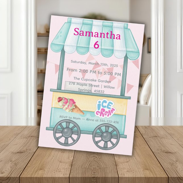 Ice Cream Party Invitation, Samantha 6th Birthday Invitation (Creator Uploaded)