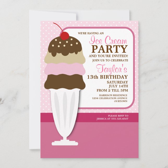 Ice Cream Party Invitations (Front)