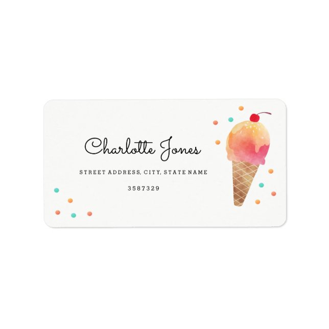 Ice Cream Party Kids Birthday Address Labels (Front)