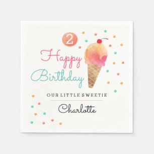 Ice Cream Party Kids Birthday Party Napkins