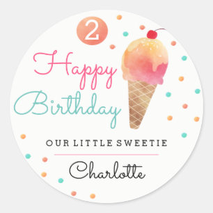 Ice Cream Party Kids Birthday Party Sticker