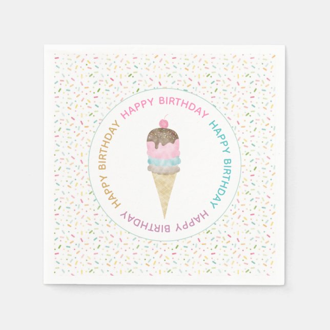 Ice Cream Party Napkins (Front)