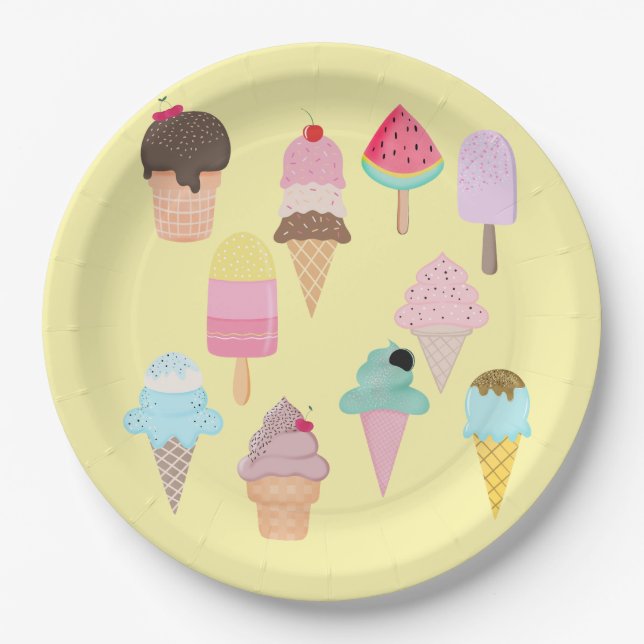 Ice Cream Party Paper Plate (Front)