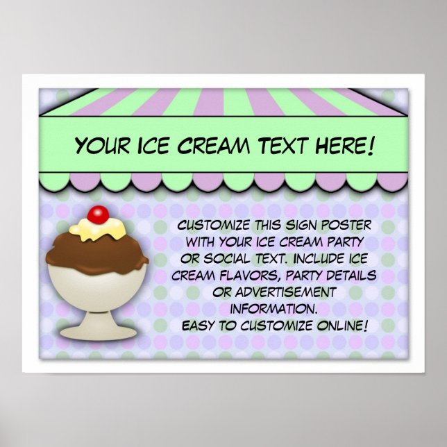 Ice Cream Party, Pastel Sweet Shoppe Poster (Front)