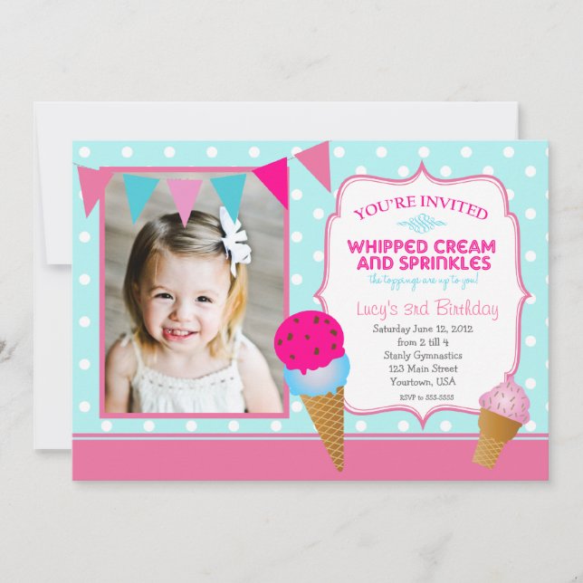 Ice Cream Party Pendants Invitation (Front)