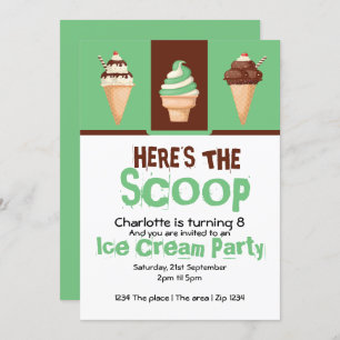 Ice Cream Party Personalised Invitation