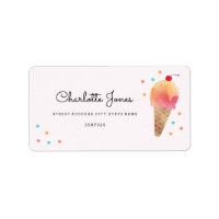 Ice Cream Party Pink Kids Birthday Address Labels