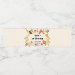 Ice Cream Party Water Bottle Label