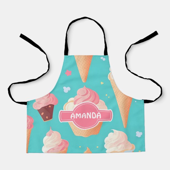 Ice cream Pastel Colourful Personalised Pattern Apron (Front)