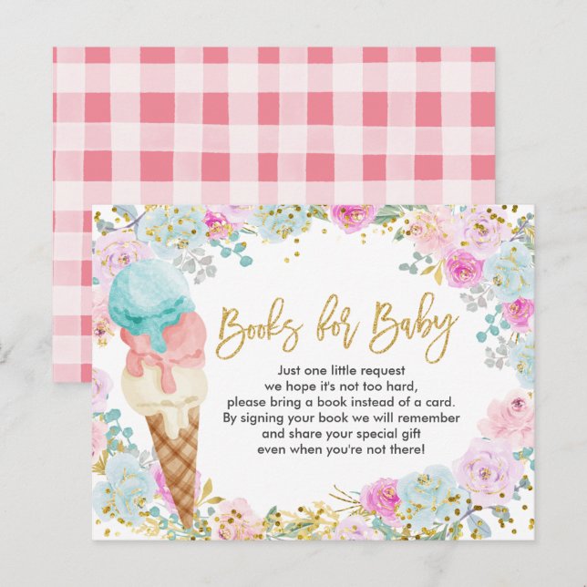 Ice Cream Pastel Flowers Books for baby Invitation Postcard (Front/Back)