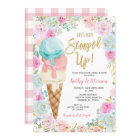 Ice Cream Pastel Flowers Bridal Shower Invitation 
