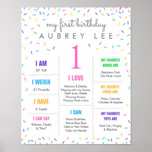Ice Cream Pastel Sprinkles girl first birthday  Poster