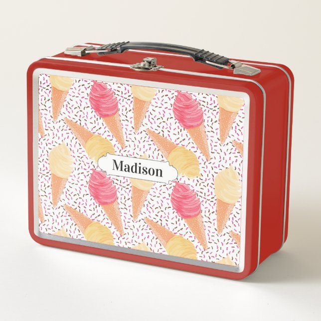 Ice Cream Pattern custom name lunch boxes (Front)