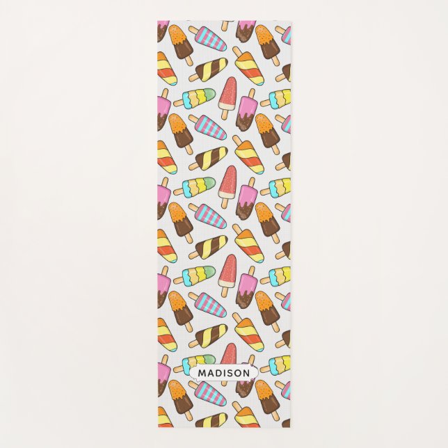 Ice Cream Pattern custom name yoga mat (Front)
