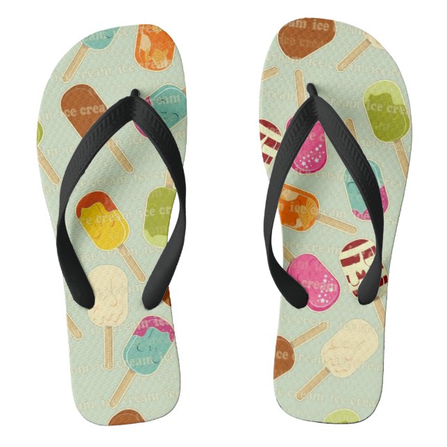Ice Cream Pattern Flip Flops (Footbed)