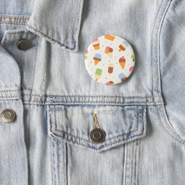 Ice Cream Pattern, Ice Cream Cone, Ice Popsicle 6 Cm Round Badge (In Situ)