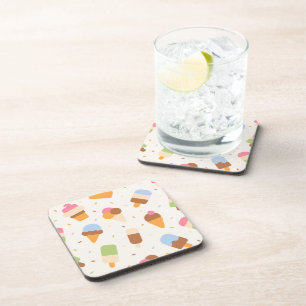 Ice Cream Pattern, Ice Cream Cone, Ice Popsicle Coaster
