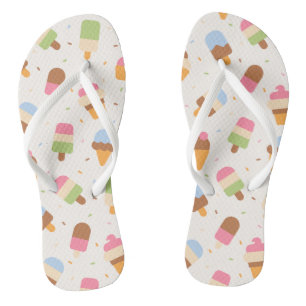Ice Cream Pattern, Ice Cream Cone, Ice Popsicle Flip Flops