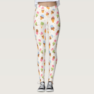Ice Cream Pattern, Ice Cream Cone, Ice Popsicle Leggings