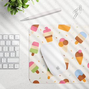 Ice Cream Pattern, Ice Cream Cone, Ice Popsicle Mouse Mat