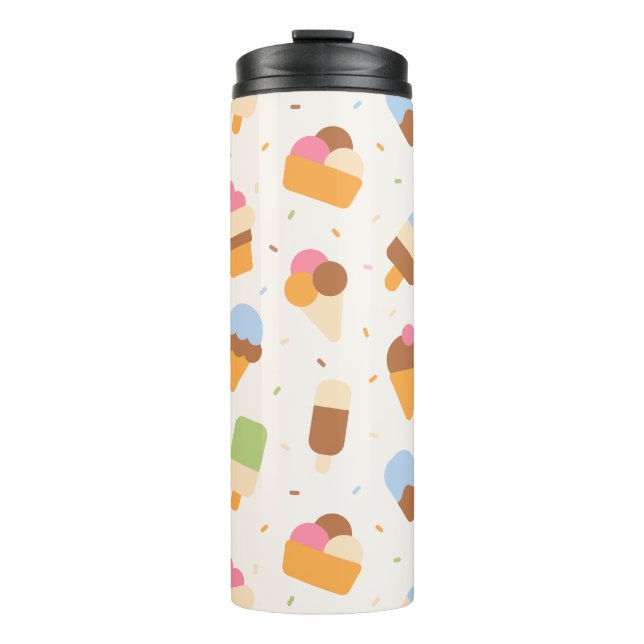 Ice Cream Pattern, Ice Cream Cone, Ice Popsicle Thermal Tumbler (Front)