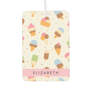 Ice Cream Pattern, Ice Cream Cone, Your Name Car Air Freshener