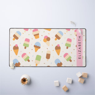 Ice Cream Pattern, Ice Cream Cone, Your Name Desk Mat