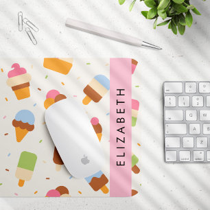 Ice Cream Pattern, Ice Cream Cone, Your Name Mouse Mat