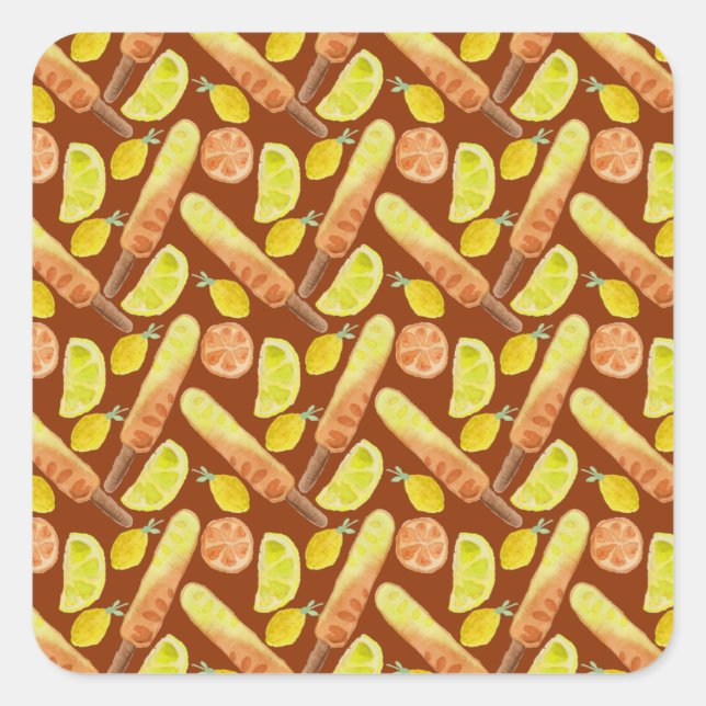 Ice cream pattern | Lollies pattern | lollipop 11 Square Sticker (Front)