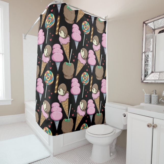 Ice cream pattern | Lollies pattern | lollipop 24 Shower Curtain (In Situ)
