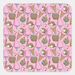 Ice cream pattern Lollies pattern lollipop 26 Square Sticker