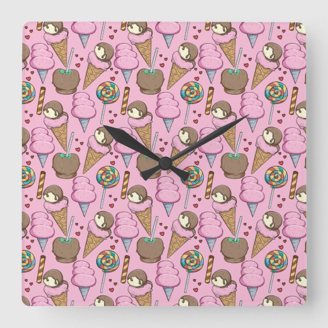 Ice cream pattern | Lollies pattern | lollipop 26 Square Wall Clock (Front)