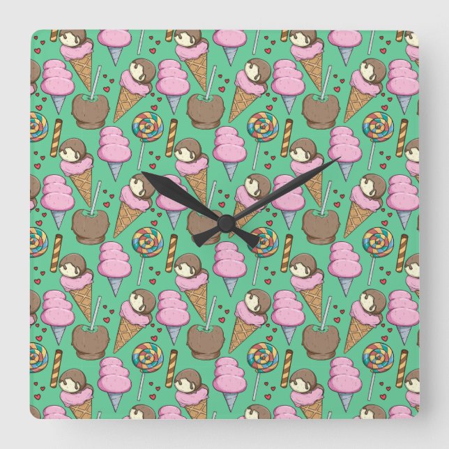 Ice cream pattern | Lollies pattern | lollipop 29 Square Wall Clock (Front)
