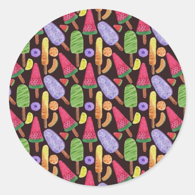 Ice cream pattern | Lollies pattern | lollipop 4 Classic Round Sticker (Front)