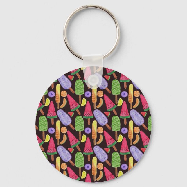 Ice cream pattern | Lollies pattern | lollipop 4 Key Ring (Front)