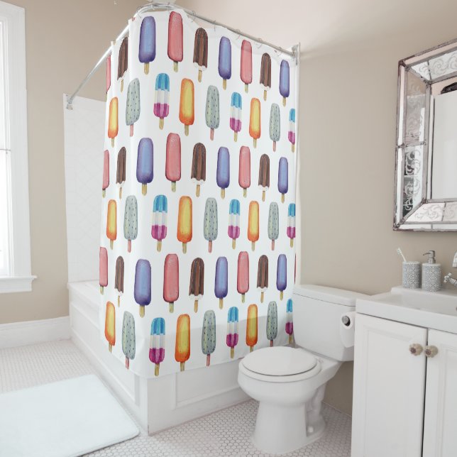 Ice Cream Pattern Shower Curtain (In Situ)