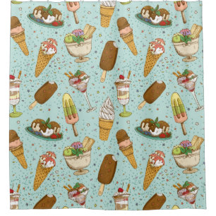 Ice Cream Pattern Shower Curtain