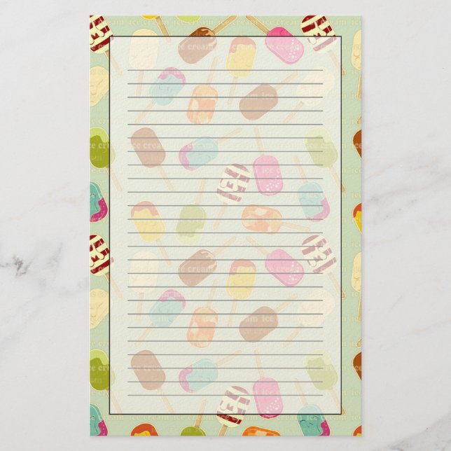 Ice Cream Pattern Stationery (Front)