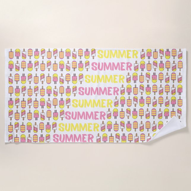 Ice Cream Pattern Summer Beach Towel (Front)