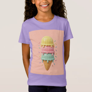 Ice Cream - peach pink background T-Shirt