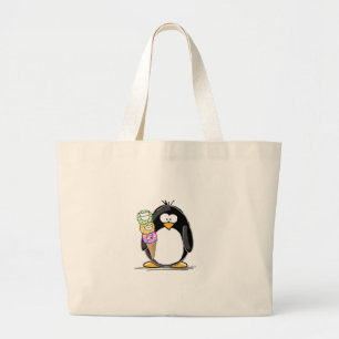 Ice Cream Penguin Large Tote Bag
